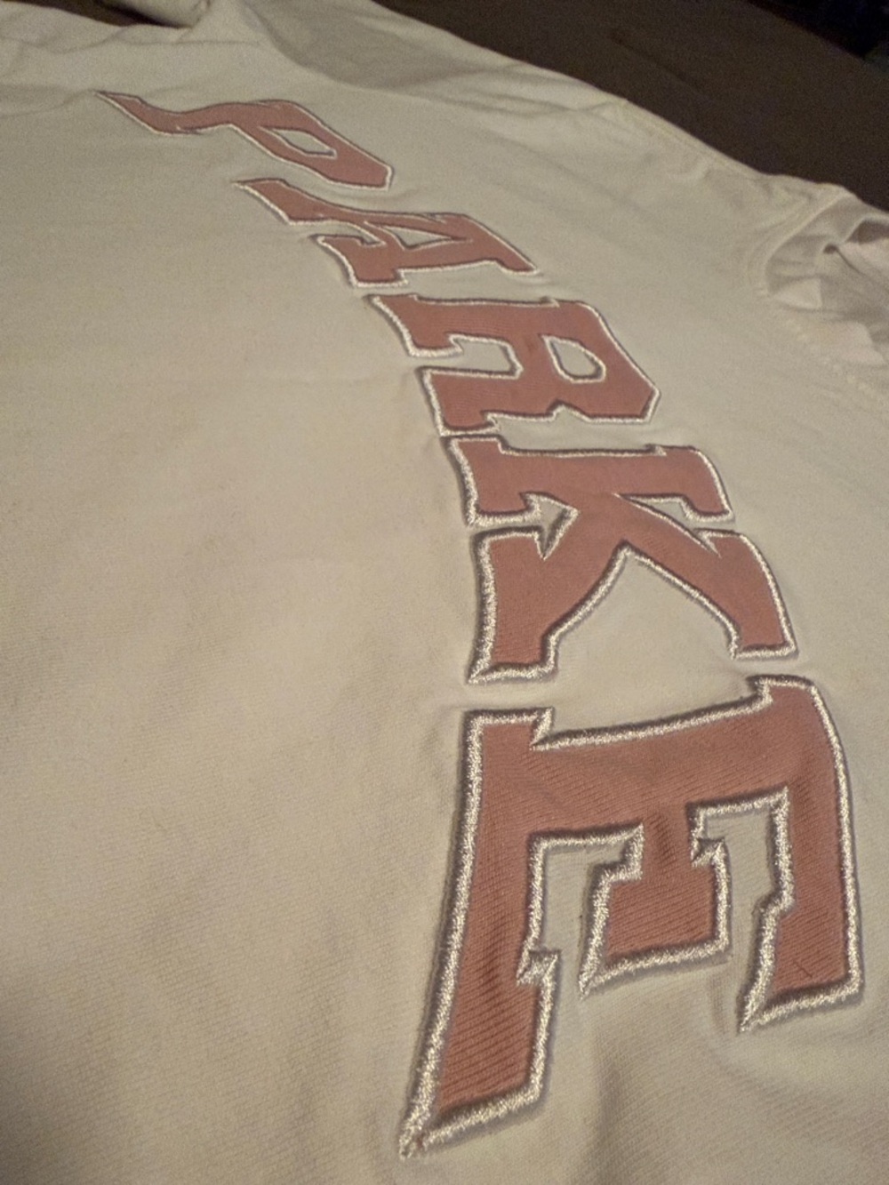 White T-shirt with PINK 'PARKE' Arch Logo size small - Picture 3 of 4